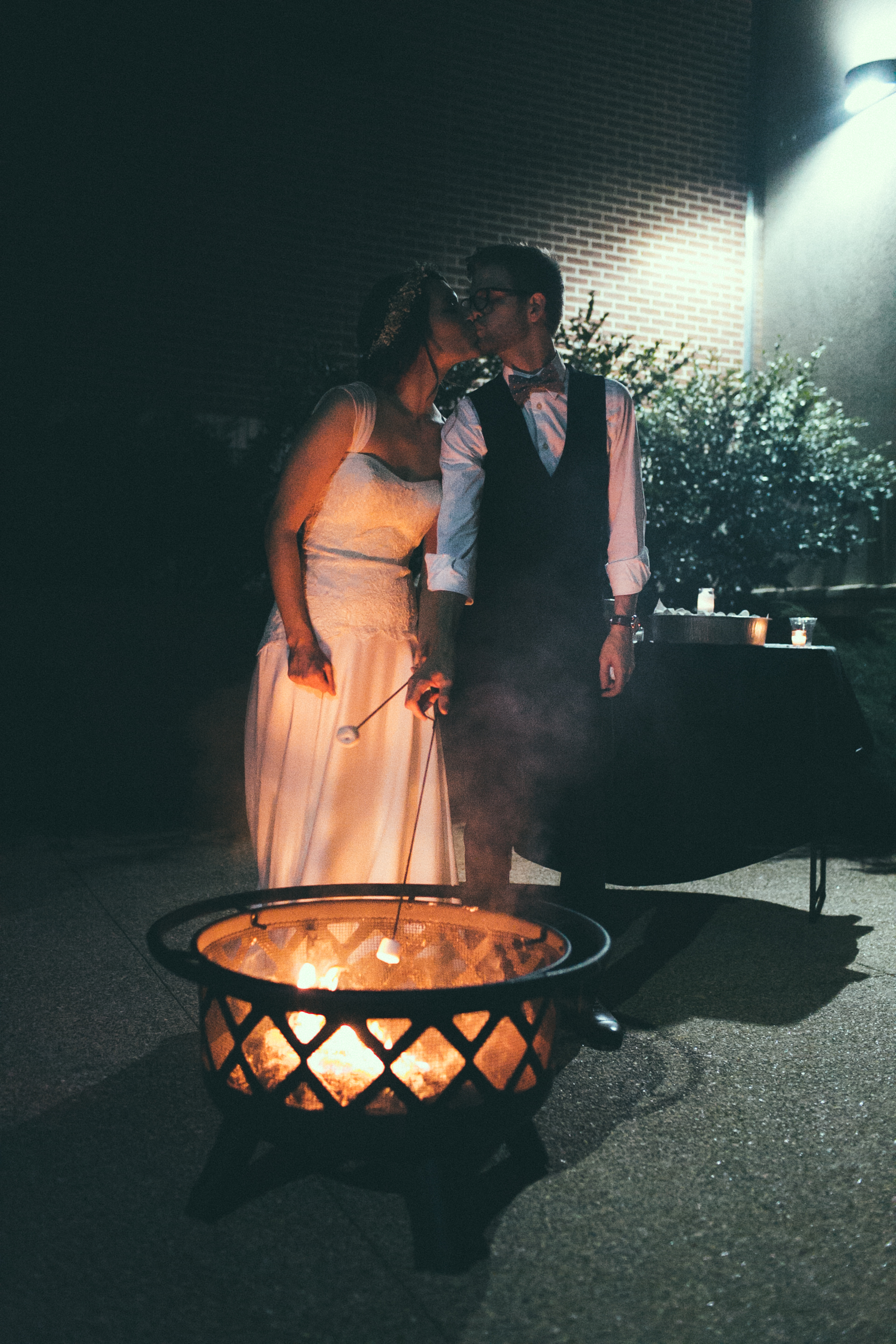 bride-and-groom-roasting-smores