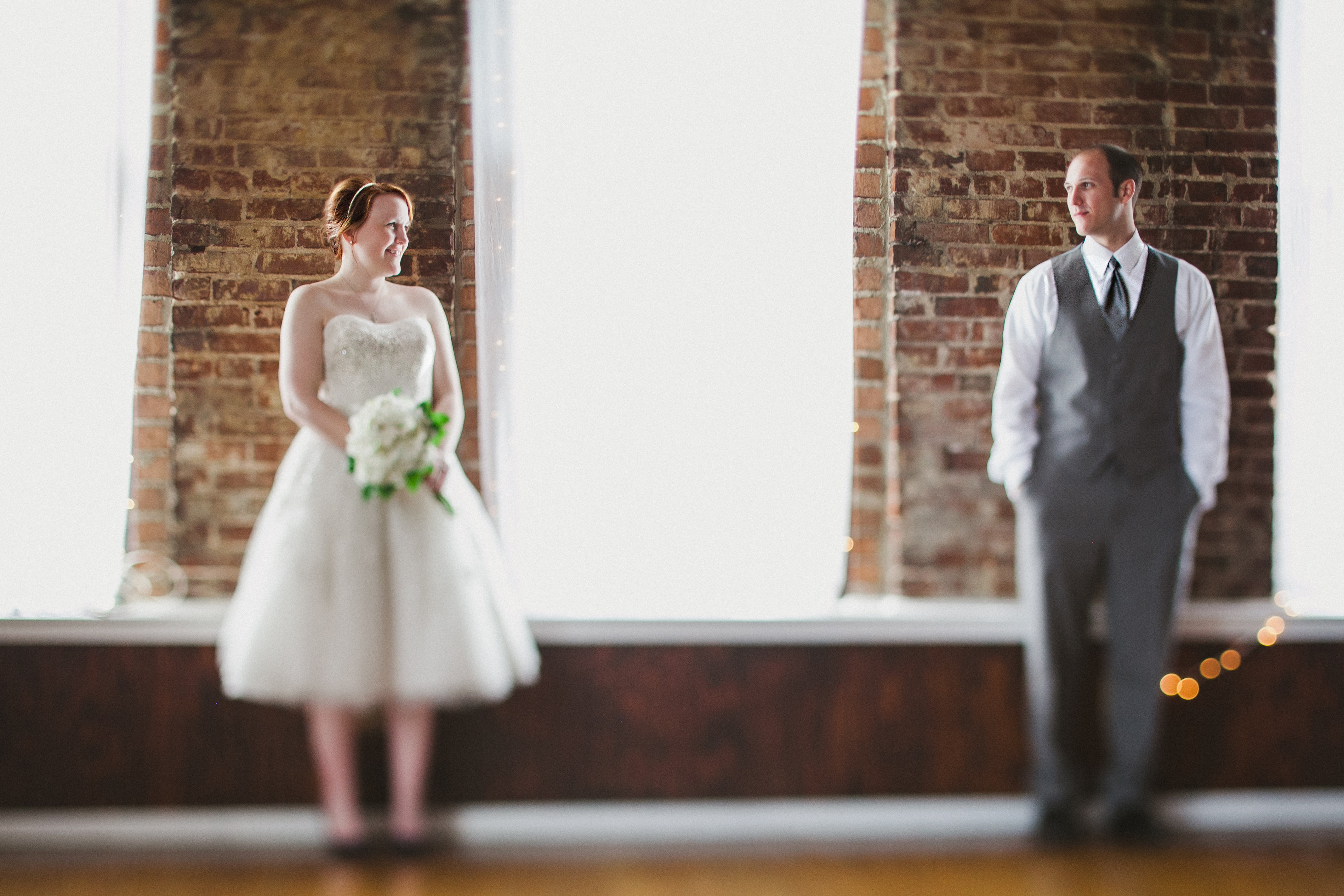 exposed brick wedding photos