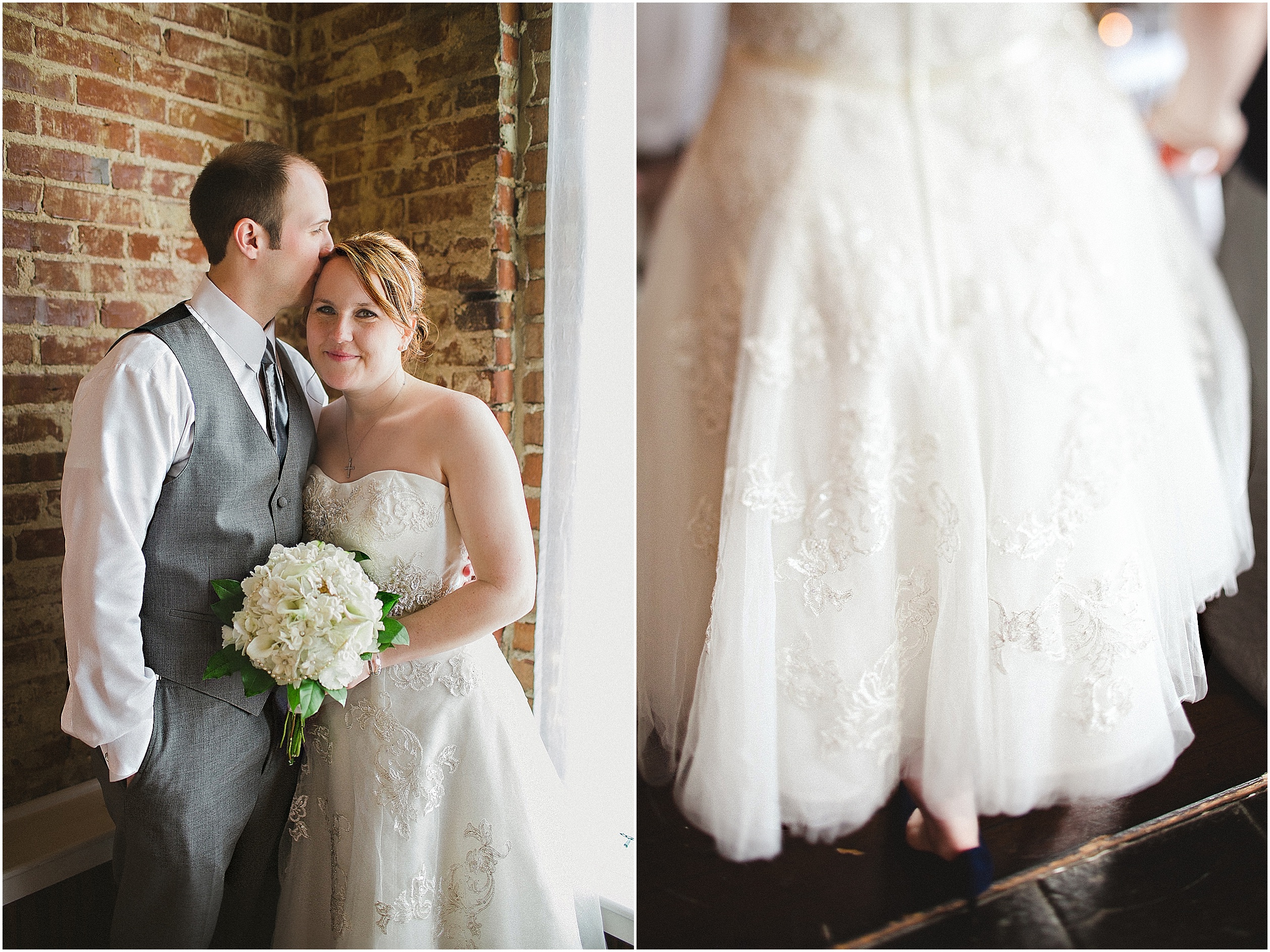 exposed brick wedding photos