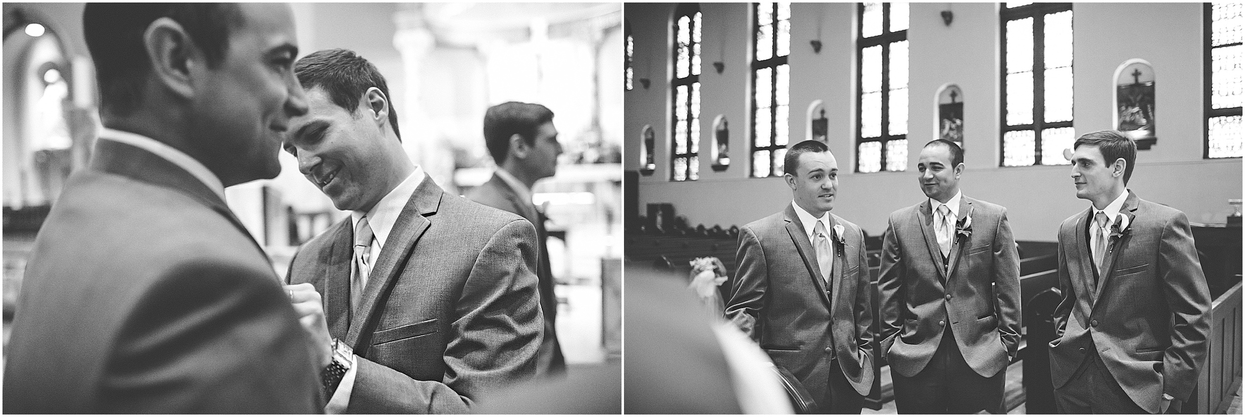 anxious groom with groomsmen