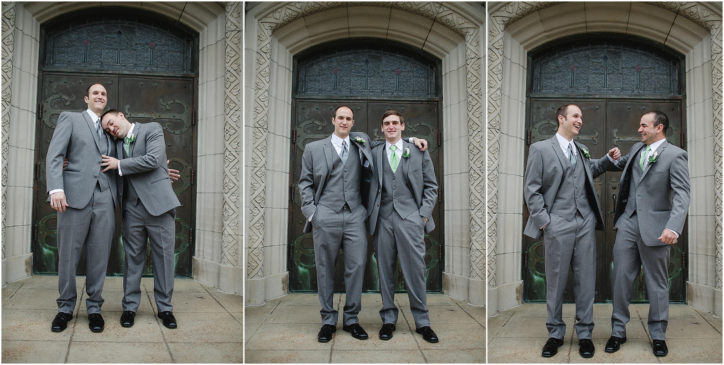 anxious groom with groomsmen