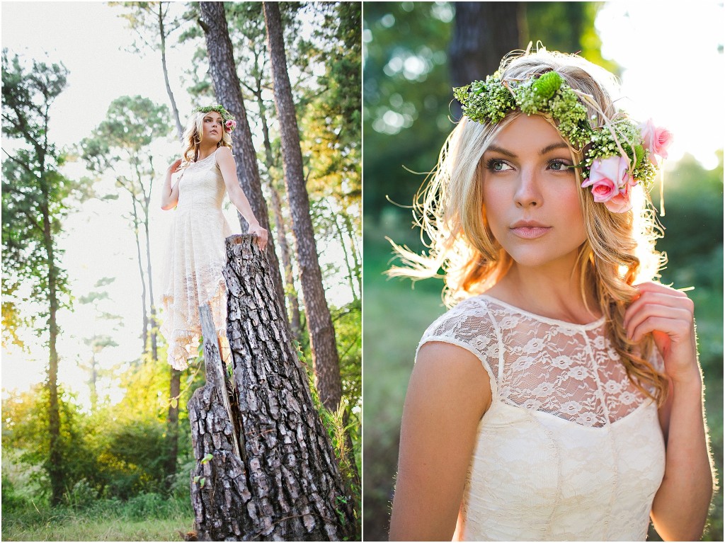 enchanting bride in field