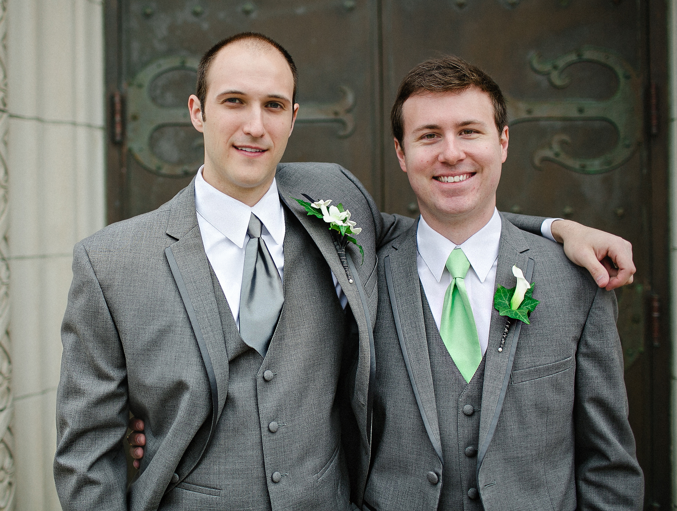 anxious groom with groomsmen