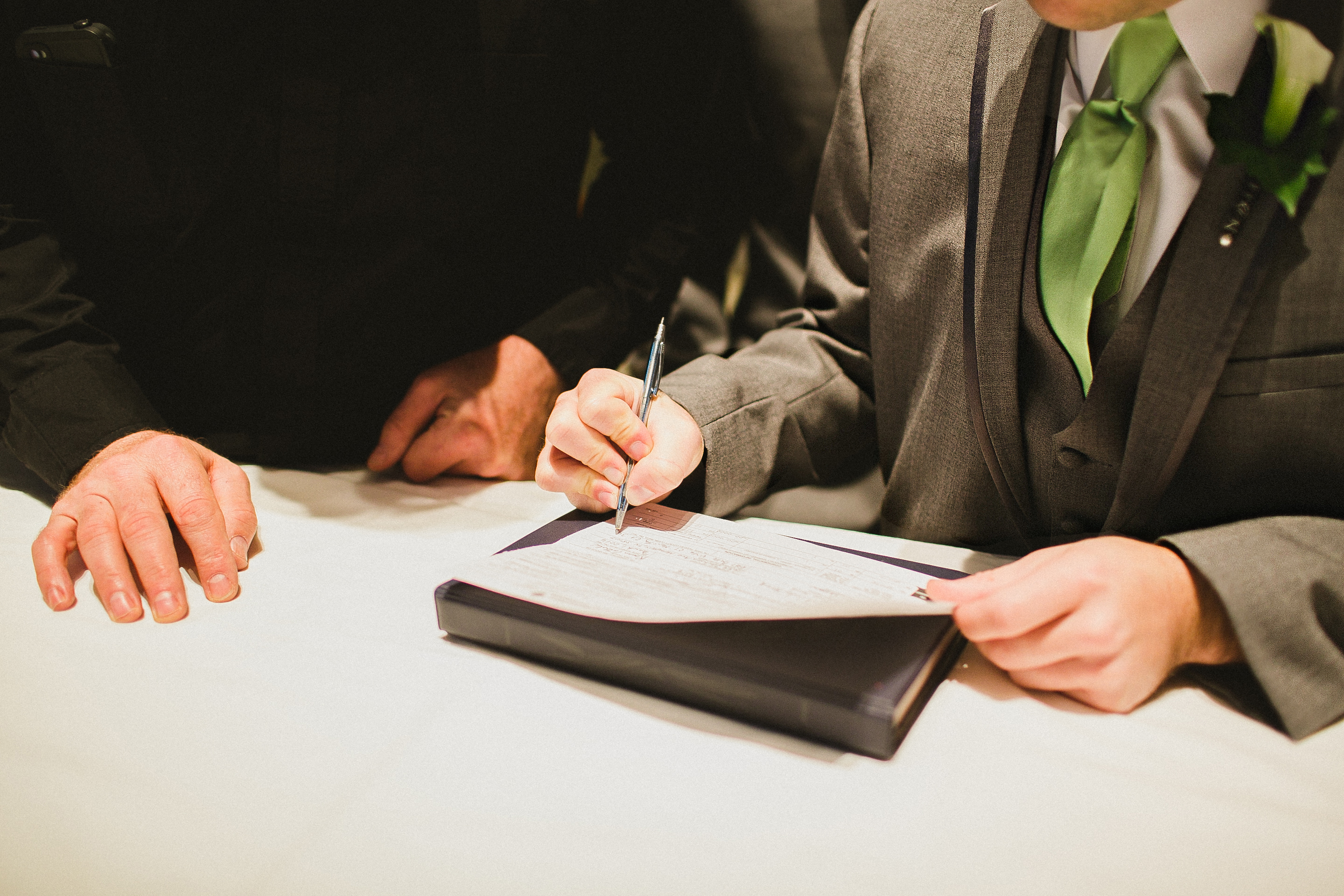 signing marriage license 