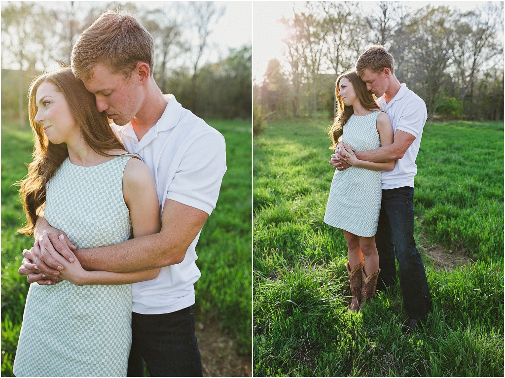 Tennessee engagement photos, Tennessee wedding photographer, wedding photography, causal candid engagement photos, romantic intimate engagement photos in a field, holding hands