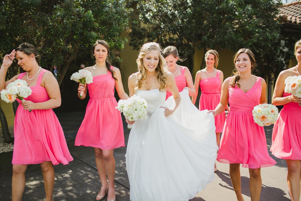 coral bridesmaids dress