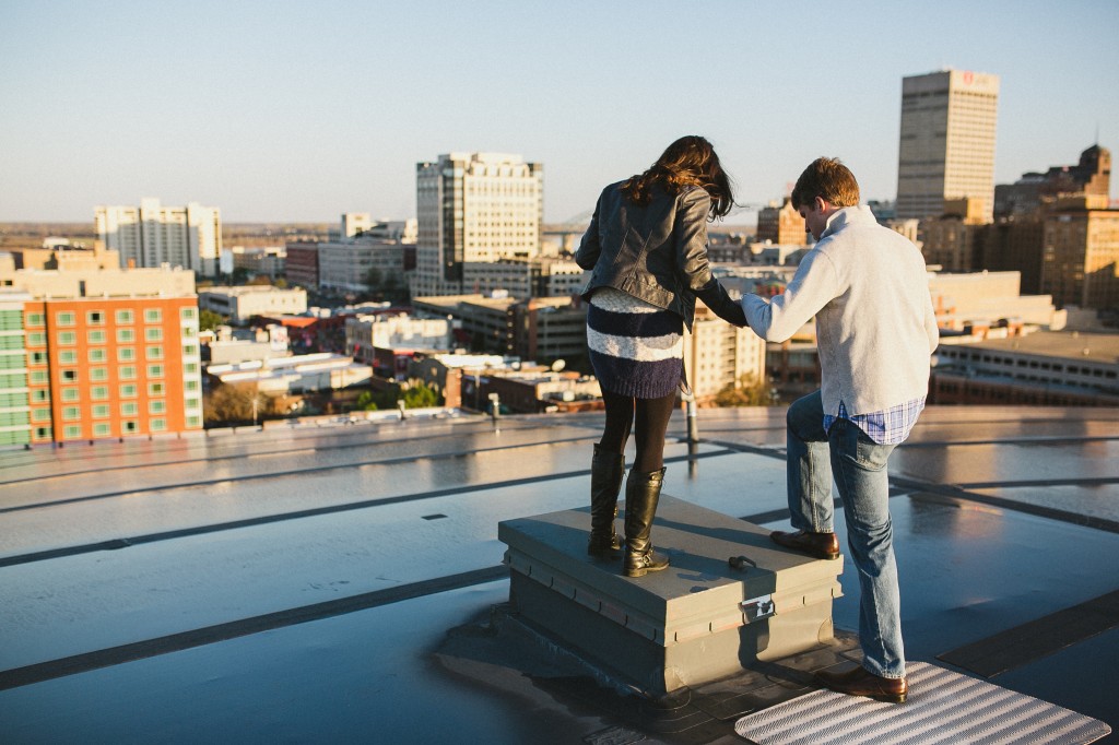rooftop engagement, FED EX FORUM, FEDEX FORUM engagement photos, Downtown Memphis engagement photos