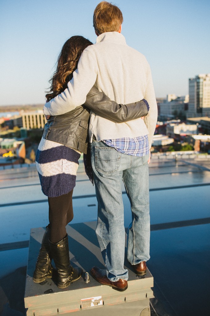 rooftop engagement, FED EX FORUM, FEDEX FORUM engagement photos, Downtown Memphis engagement photos