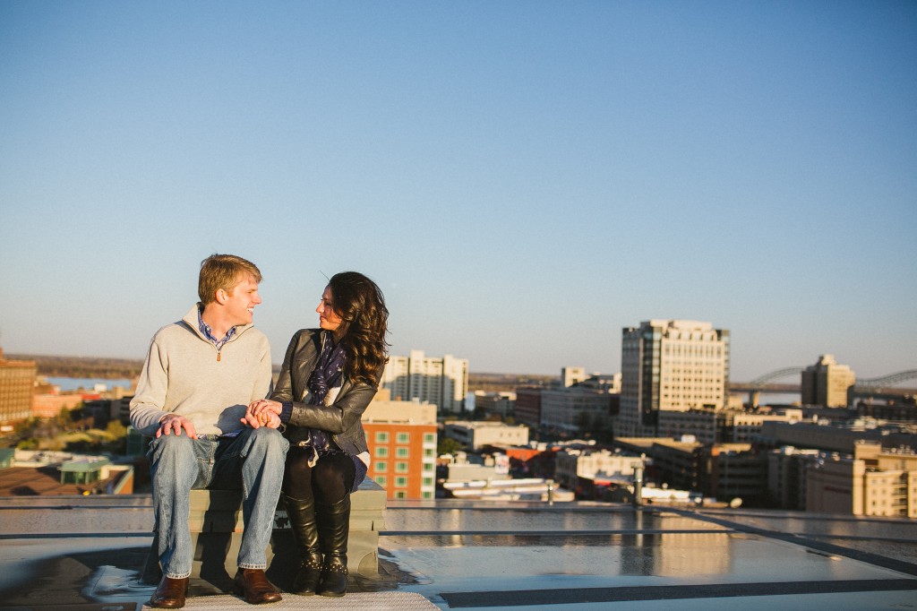 rooftop engagement, FED EX FORUM, FEDEX FORUM engagement photos, Downtown Memphis engagement photos