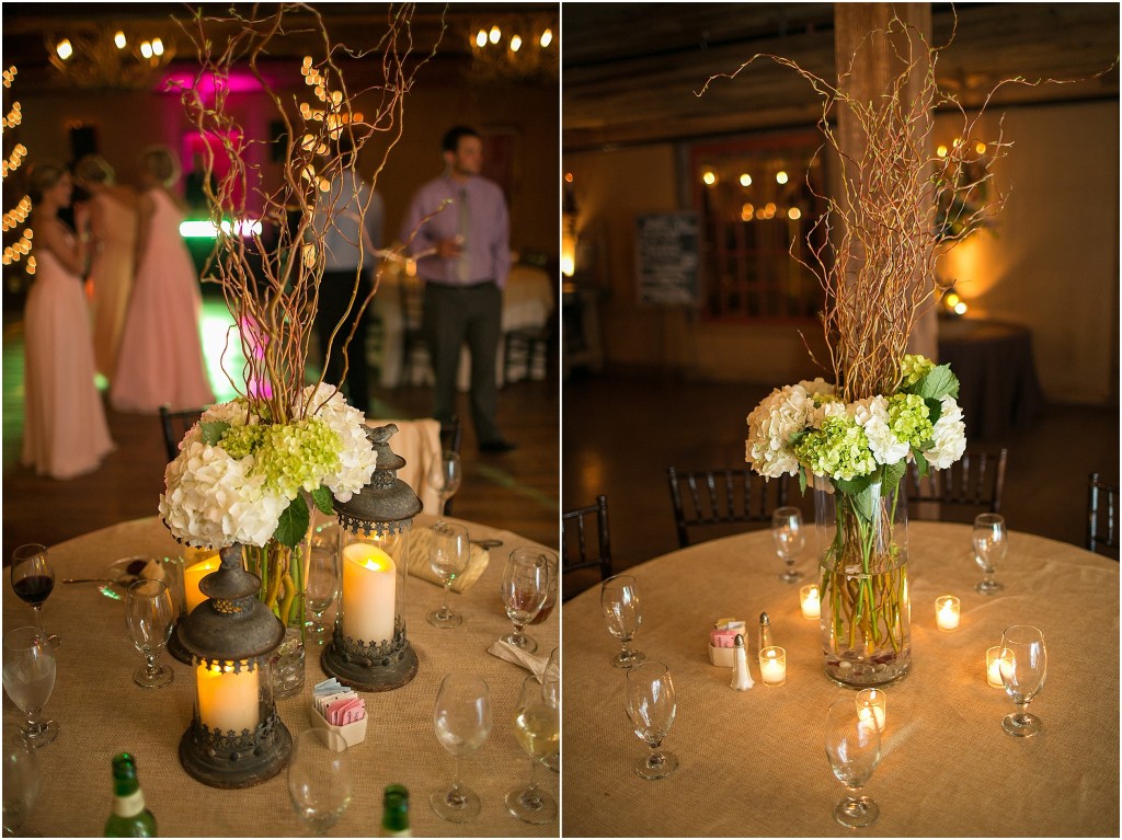 reception centerpieces, Heartwood Hall