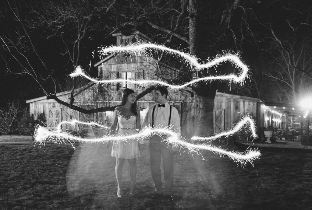 long exposure sparkler wedding photo 