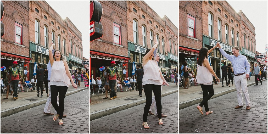 Only Claire and David would agree to twirl in the middle of Beale on a Saturday afternoon. 