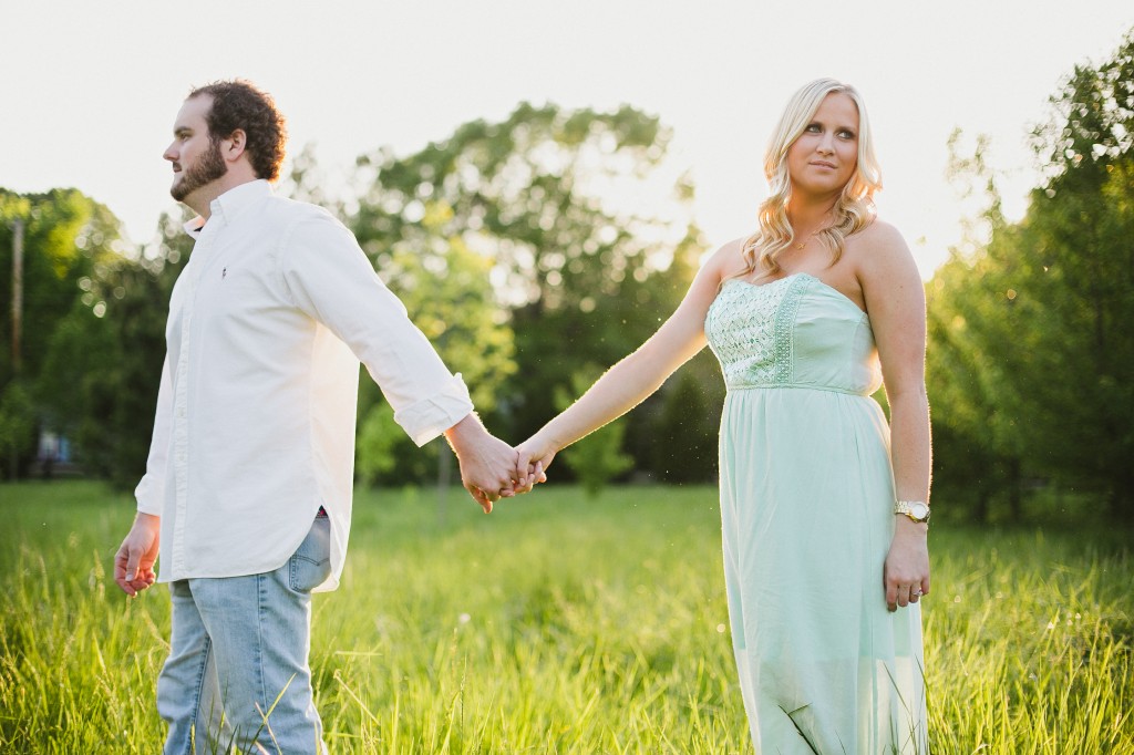 engagement photos in a field