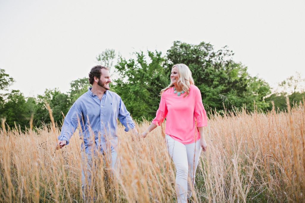 engagement photos in a field