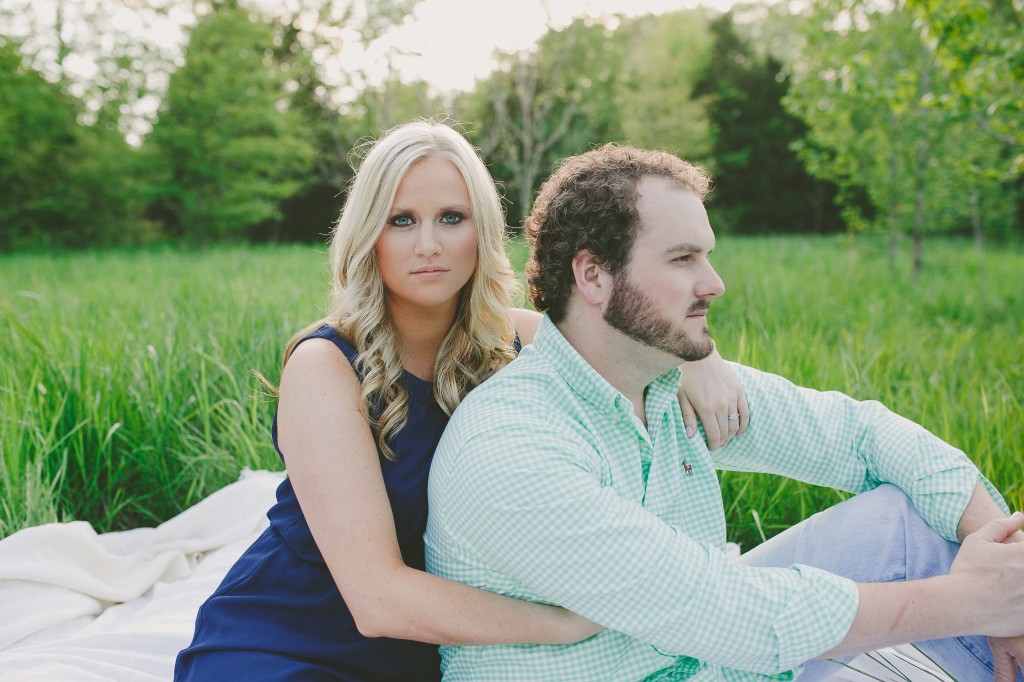 engagement photos in a field