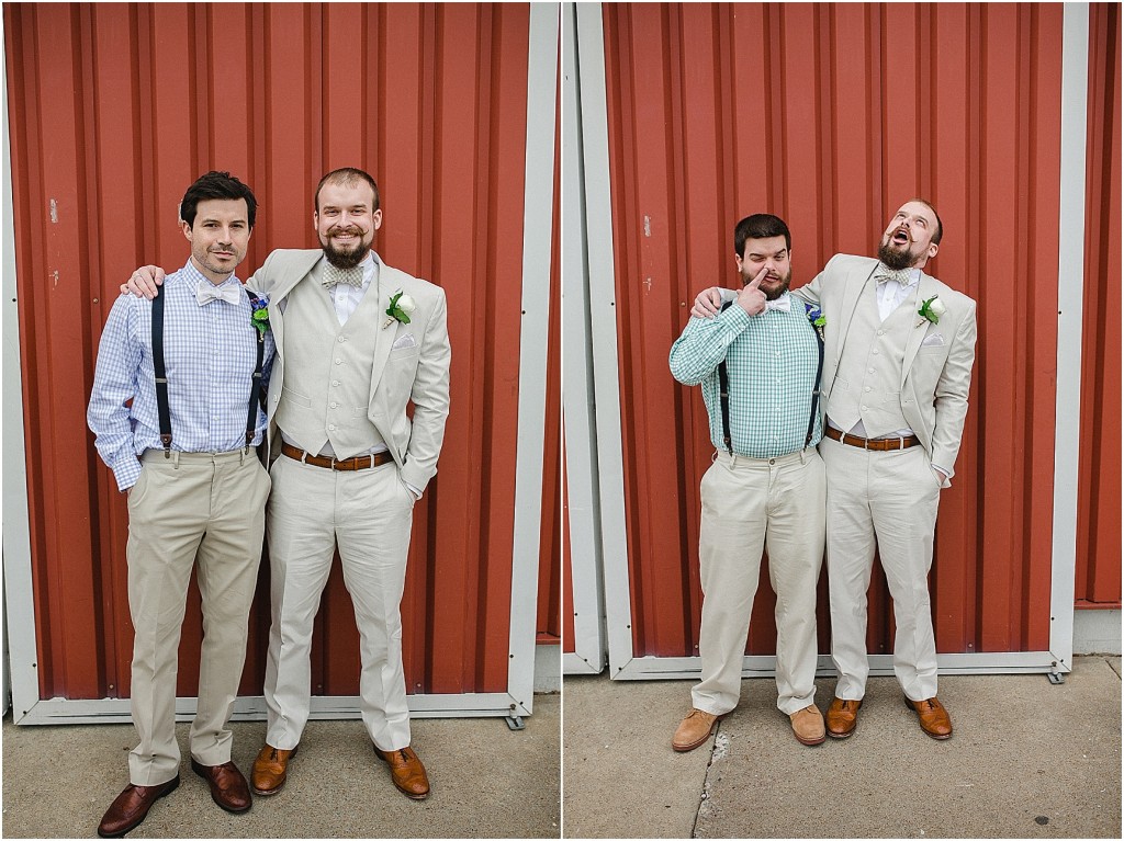 trendy bridal party, groomsmen in gingham 