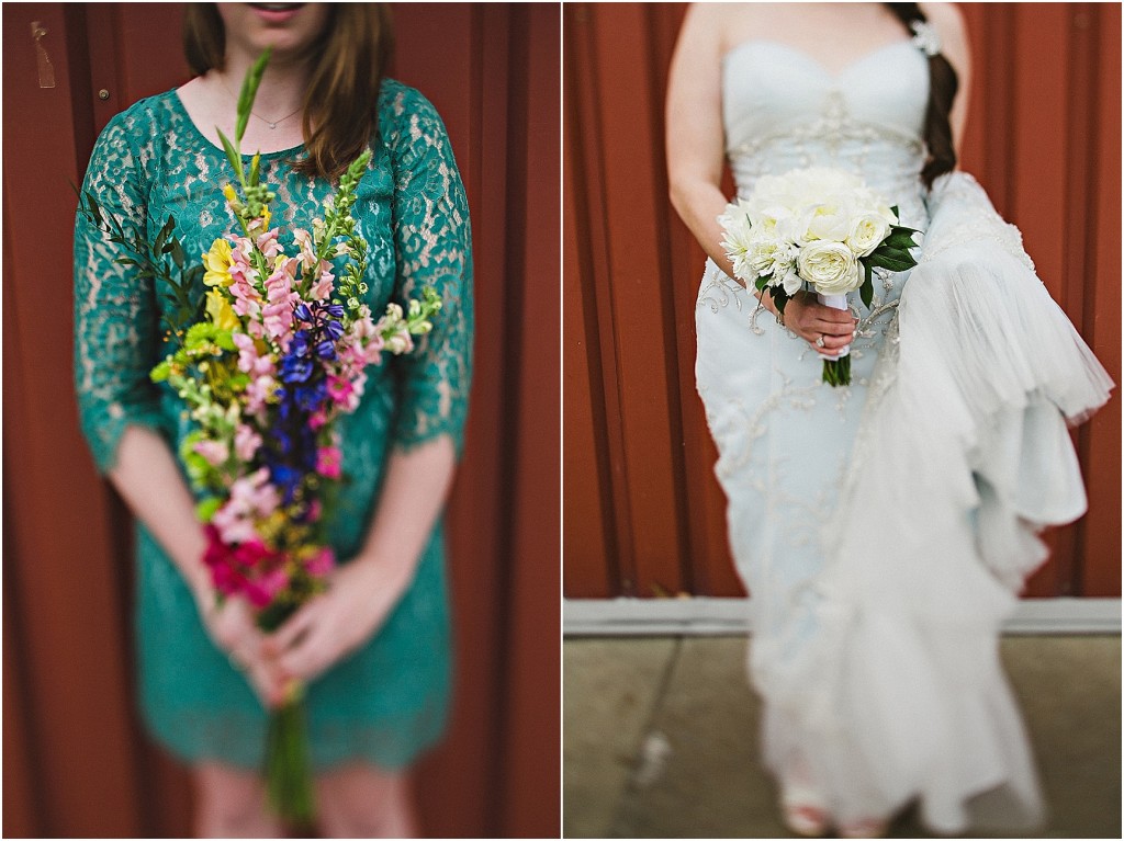 trendy bridesmaids with free people bridesmaid dresses, wildflower bouquets