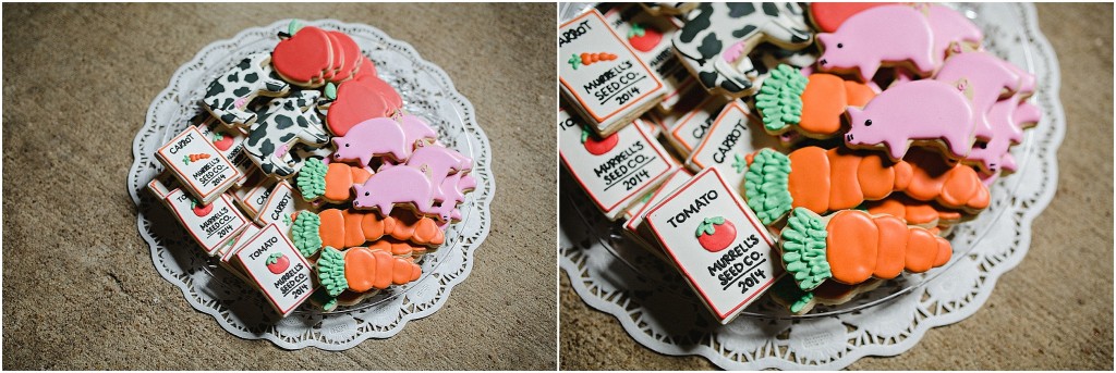 Wedding desserts, farm animal cookies