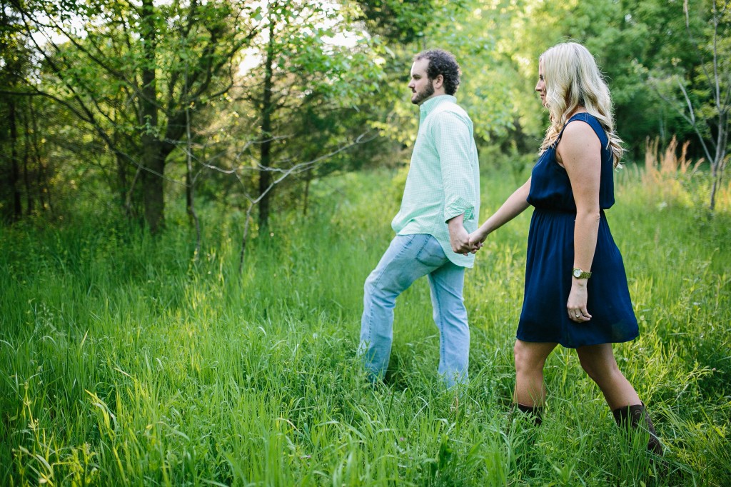 engagement photos in a field