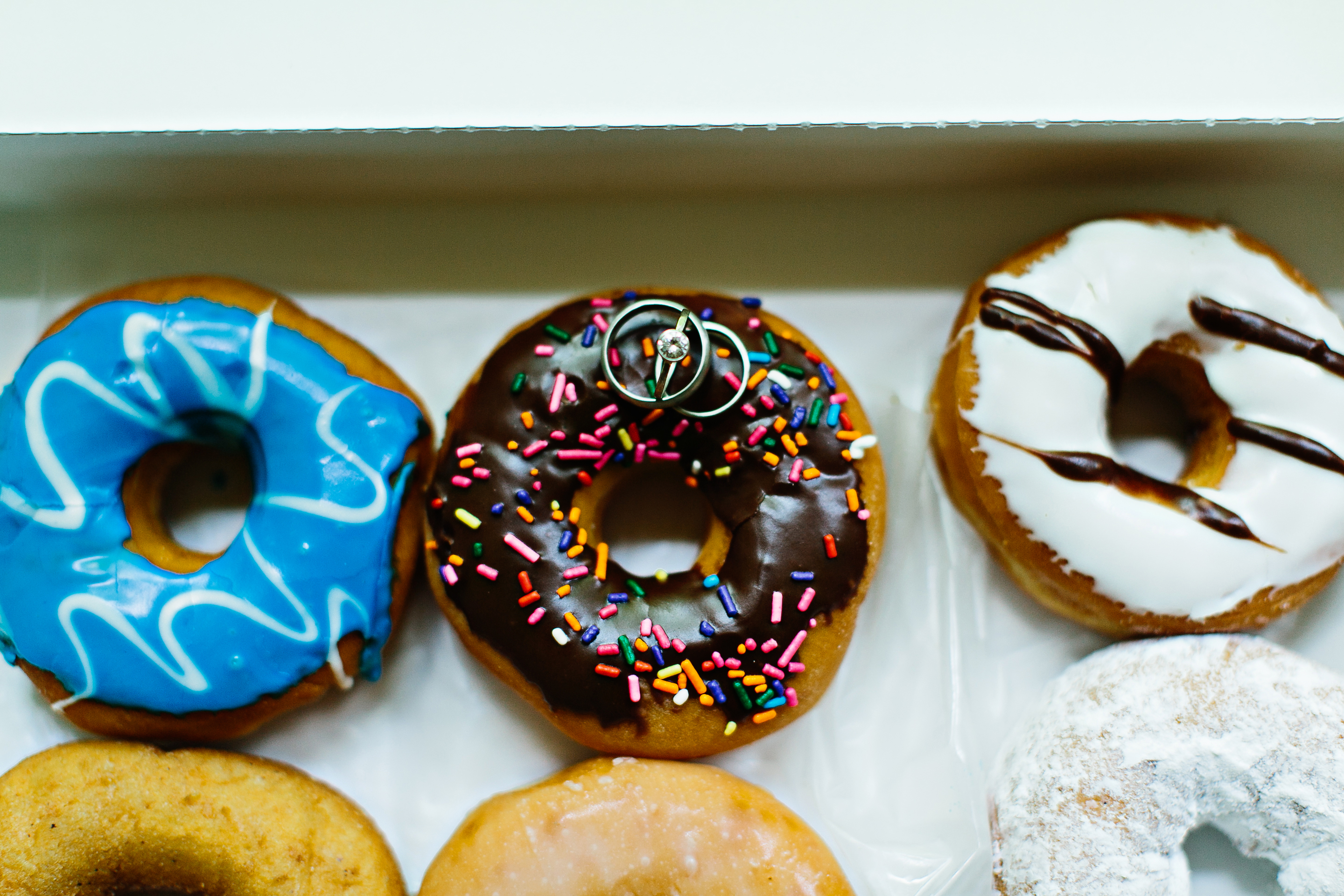 Wedding rings on a doughnut. Dunkin Doughnuts wedding