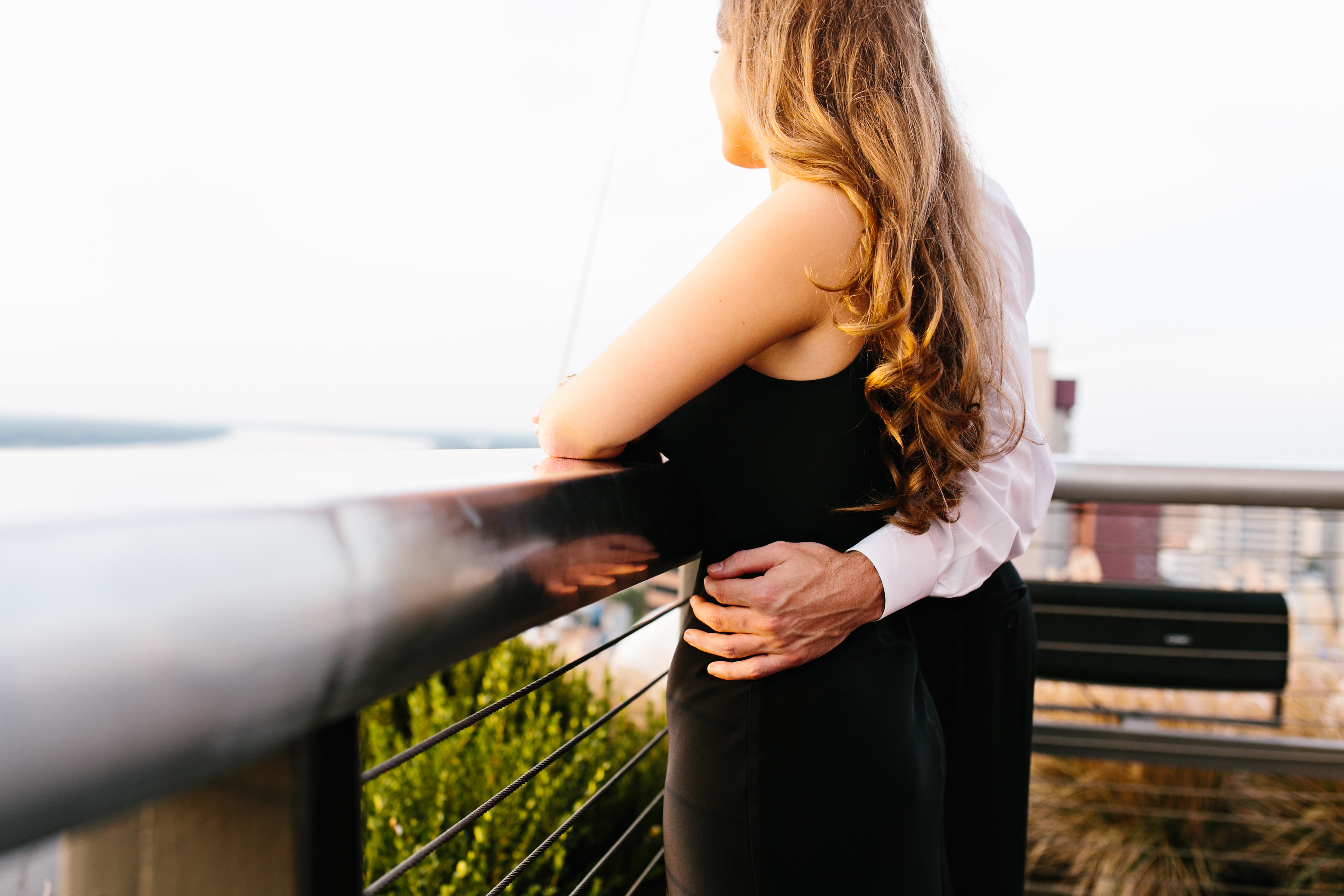 Urban engagements session. Downtown engagement session. Intimate wedding photos. Emotional raw engagement photos.. Rooftop engagement session.