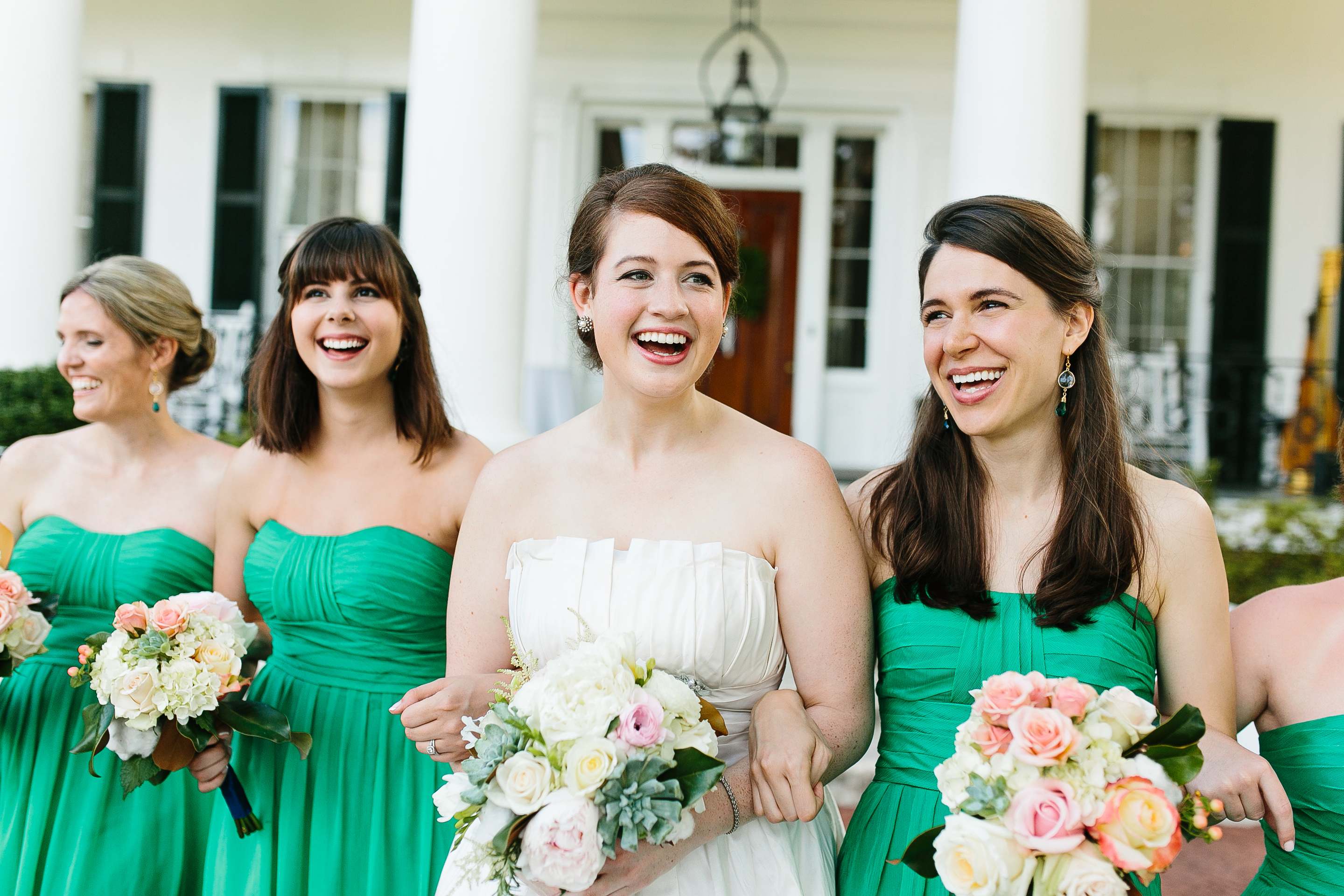 long green bridesmaids dresses