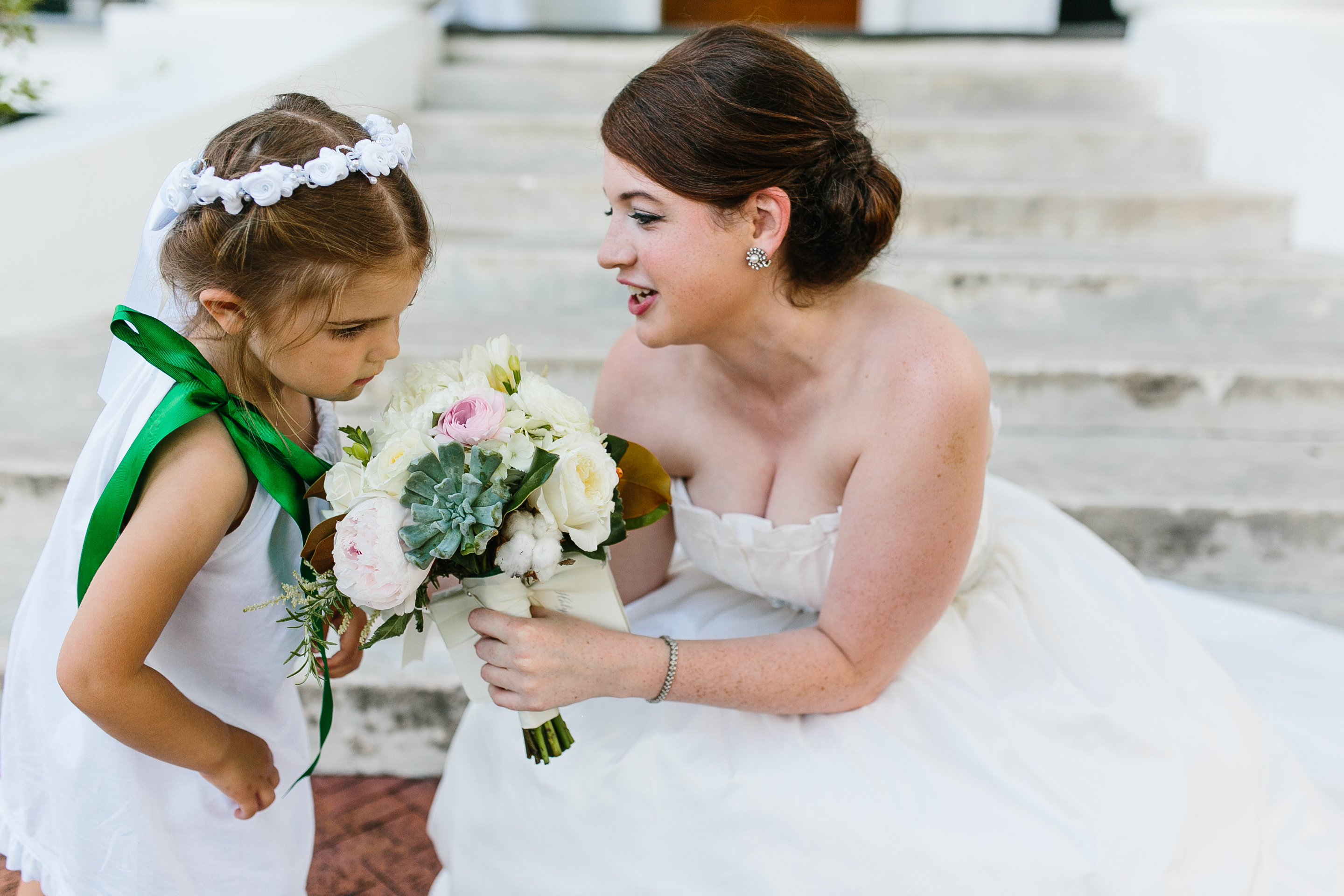 bride with flower girl