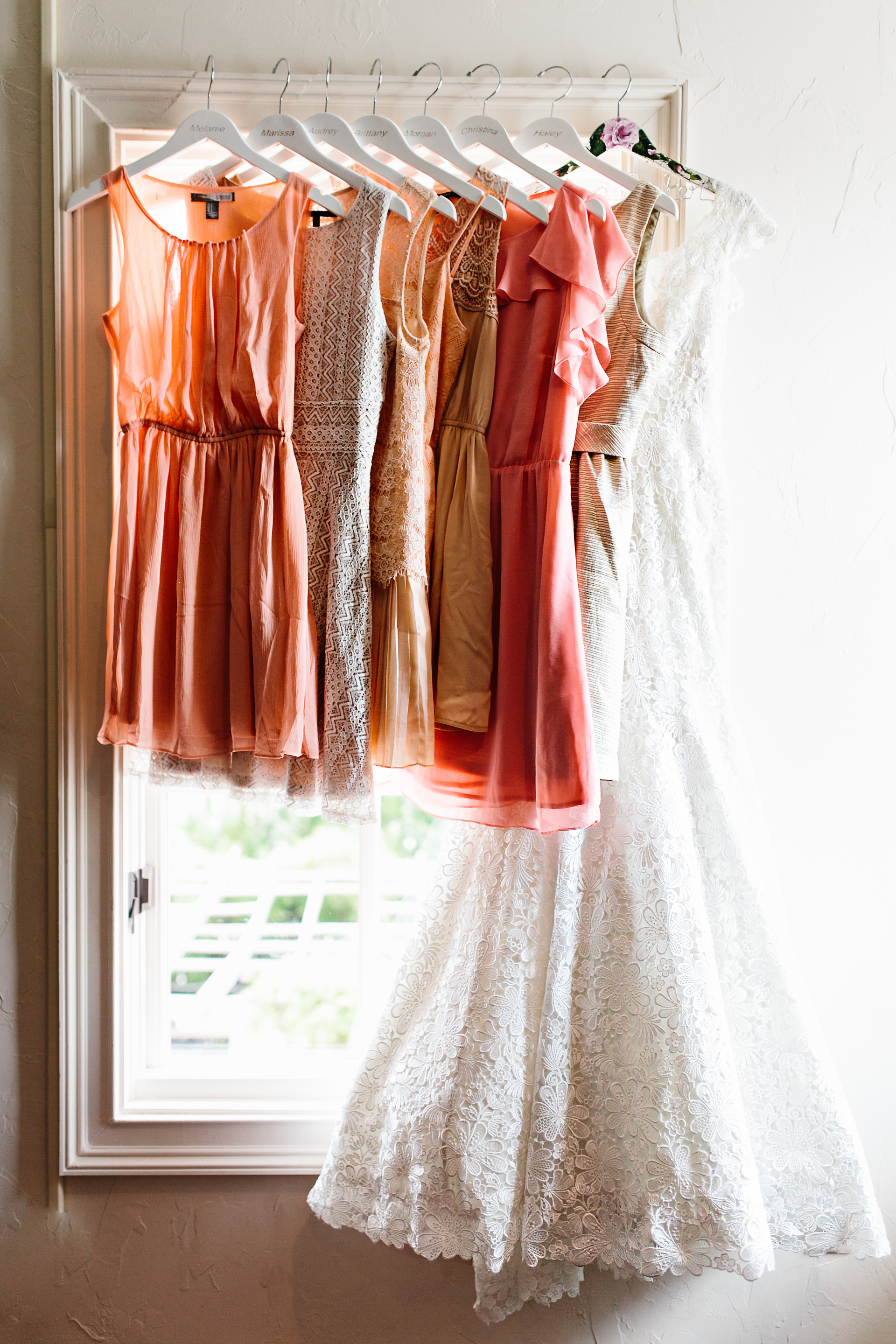 coral bridesmaid dress. coral bridesmaids. lace bridesmaids dress. 