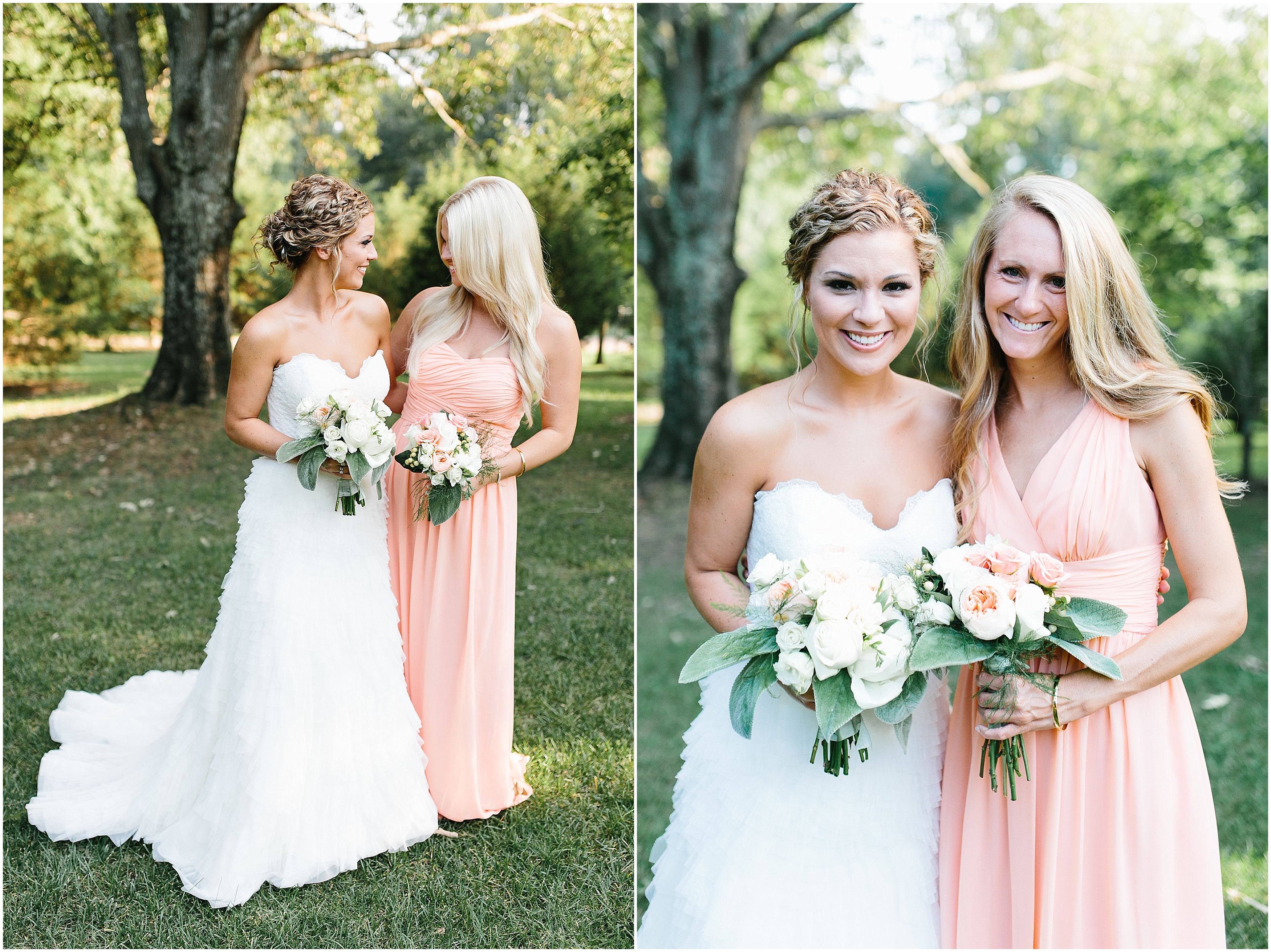 creative wedding photos. intimate wedding photography. tennessee wedding photography. peach bridal party. bridesmaids in coral dresses