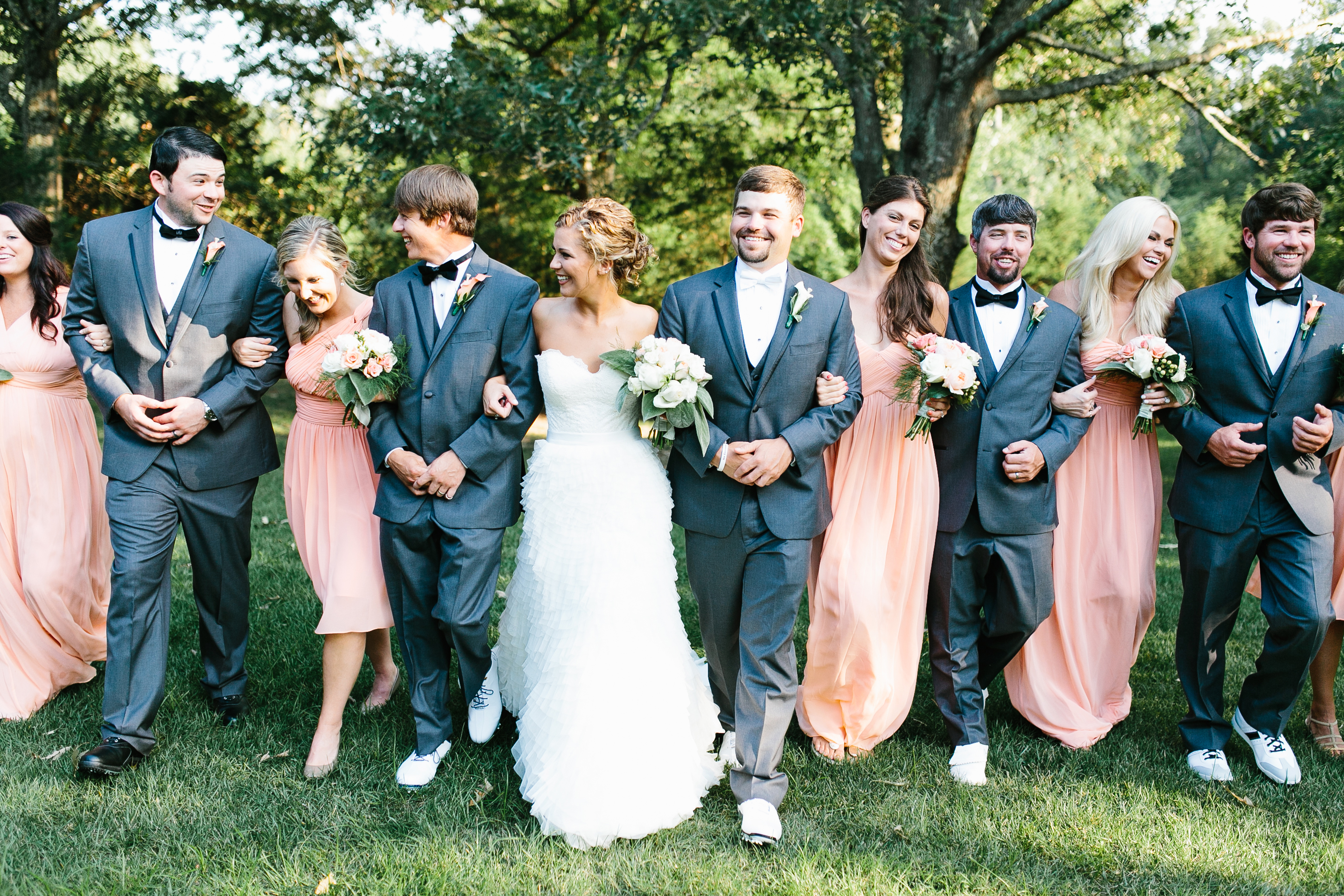 creative wedding photos. intimate wedding photography. tennessee wedding photography. peach bridal party. bridesmaids in coral dresses