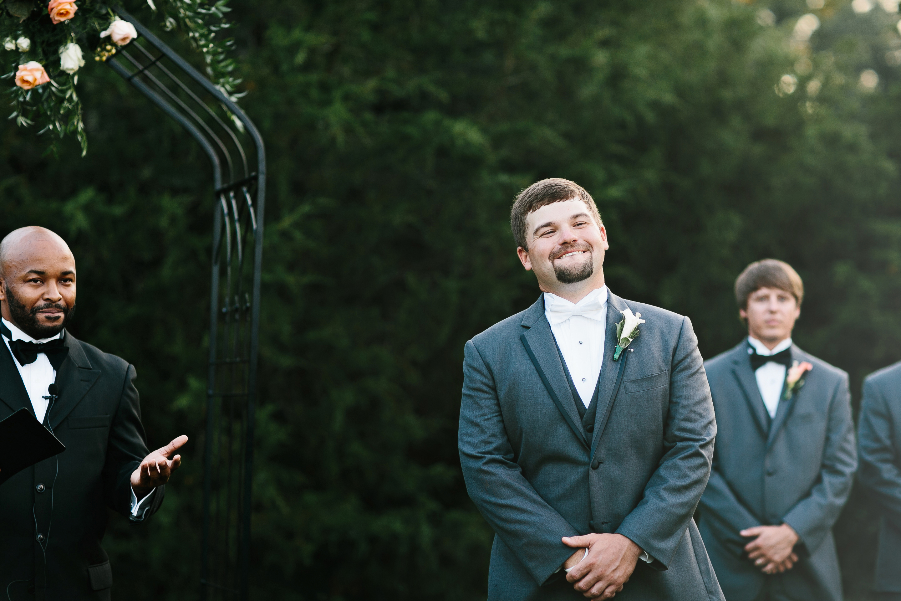 outdoor wedding ceremony. tennessee wedding. creative wedding photographer. groom seeing bride