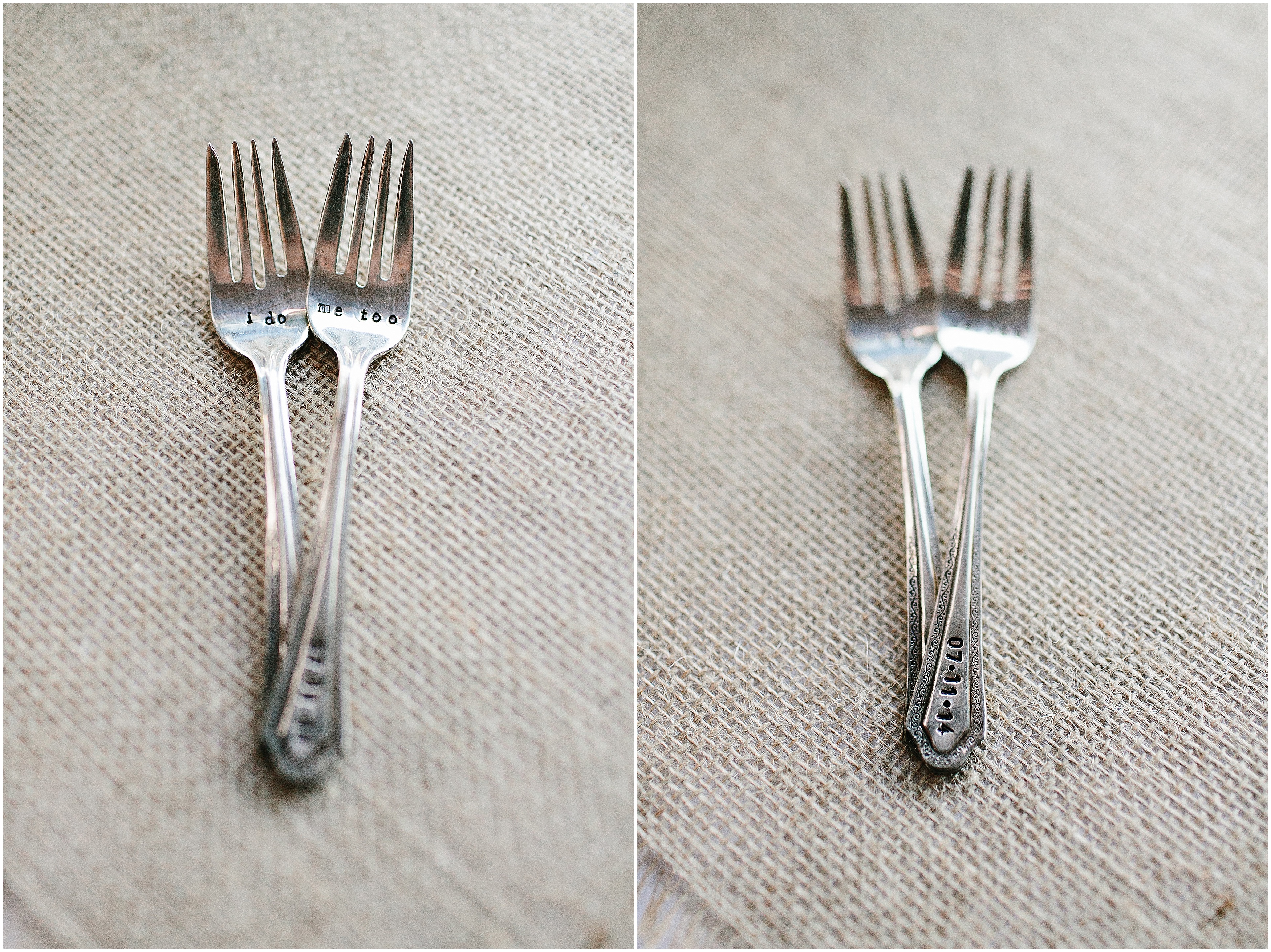 i do me too forks. wedding forks. stamped forks. embossed wedding forks