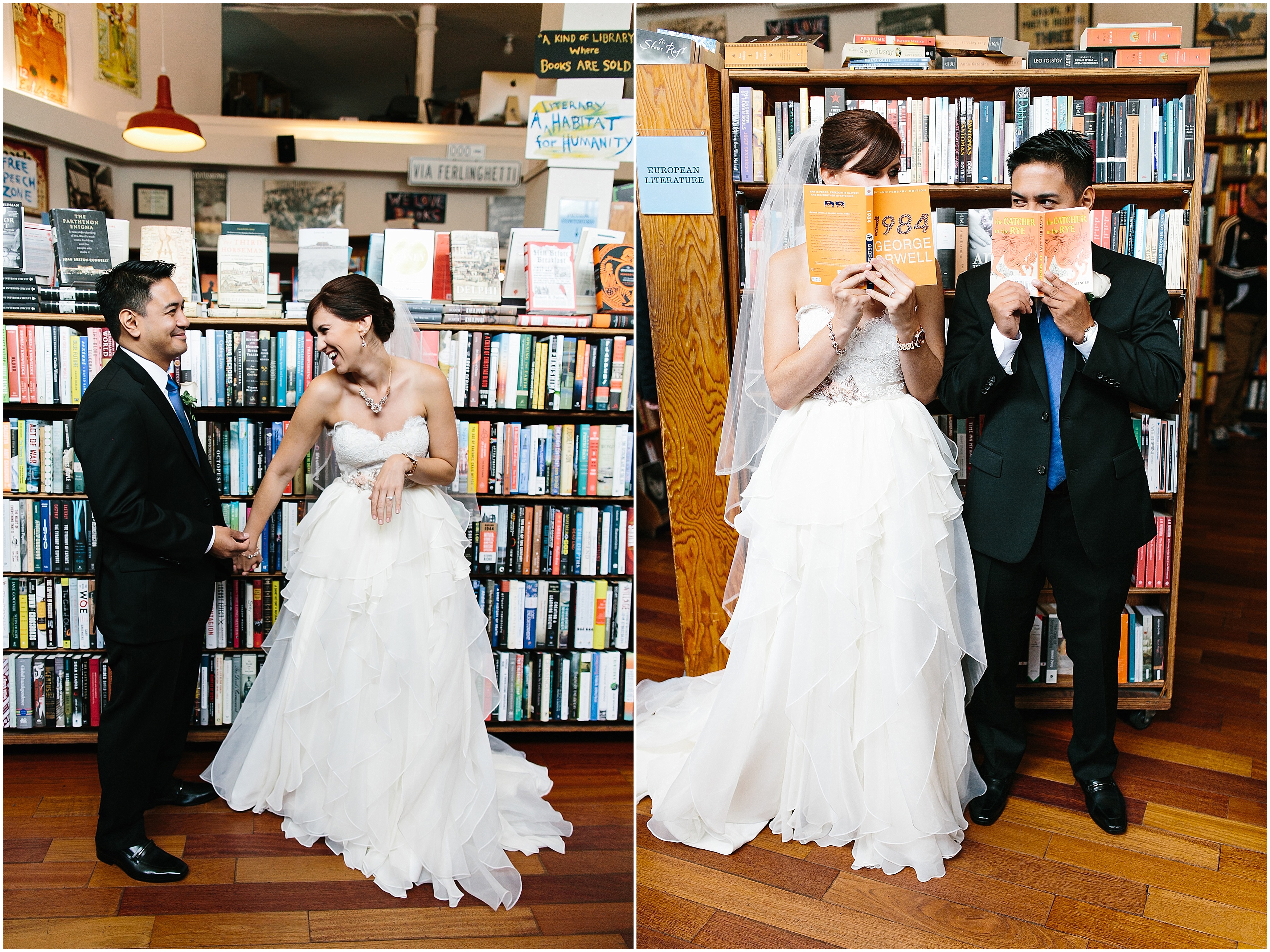 city lights bookstore san francisco. San Francisco wedding photographer. bookstore wedding