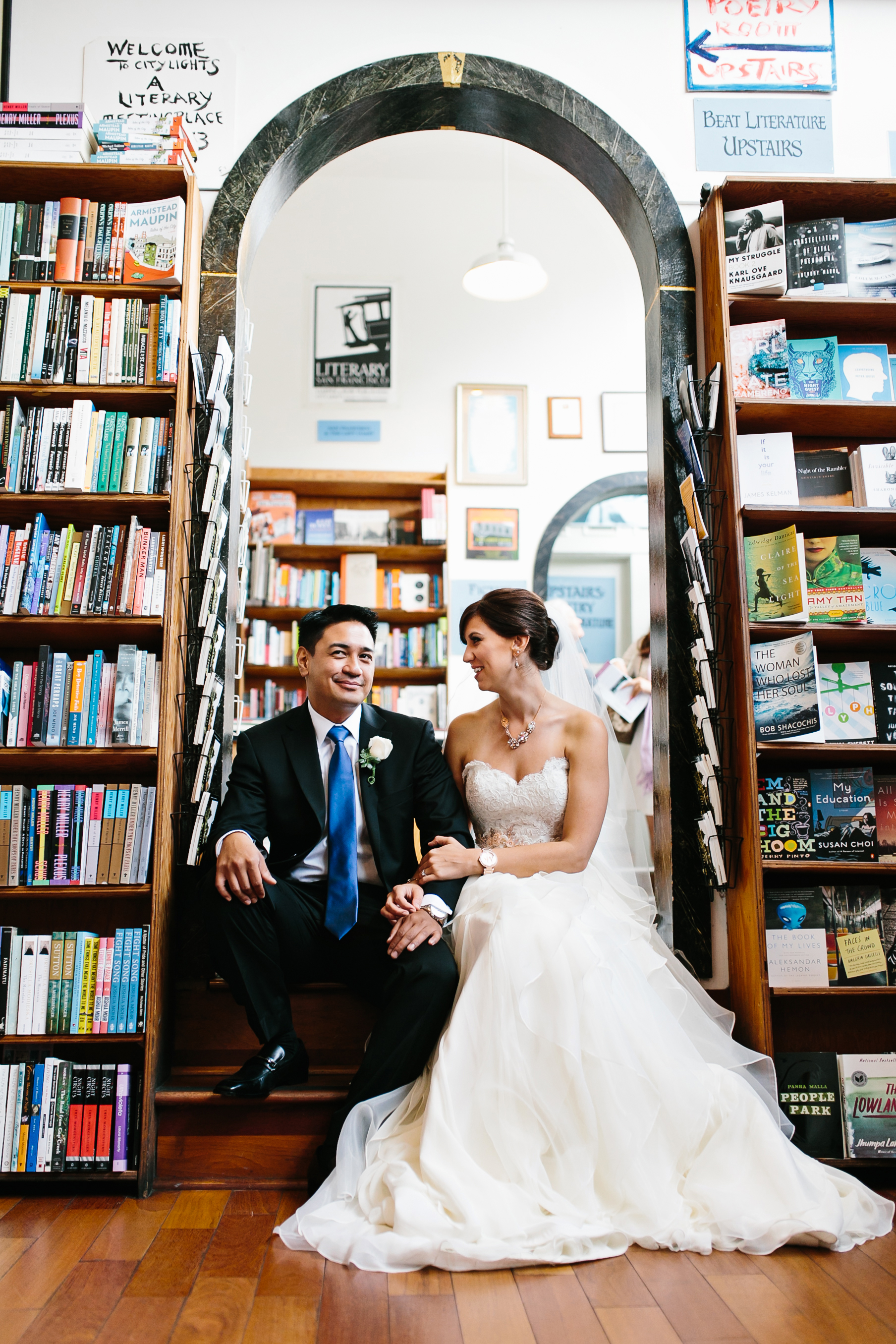 city lights bookstore san francisco. San Francisco wedding photographer. bookstore wedding