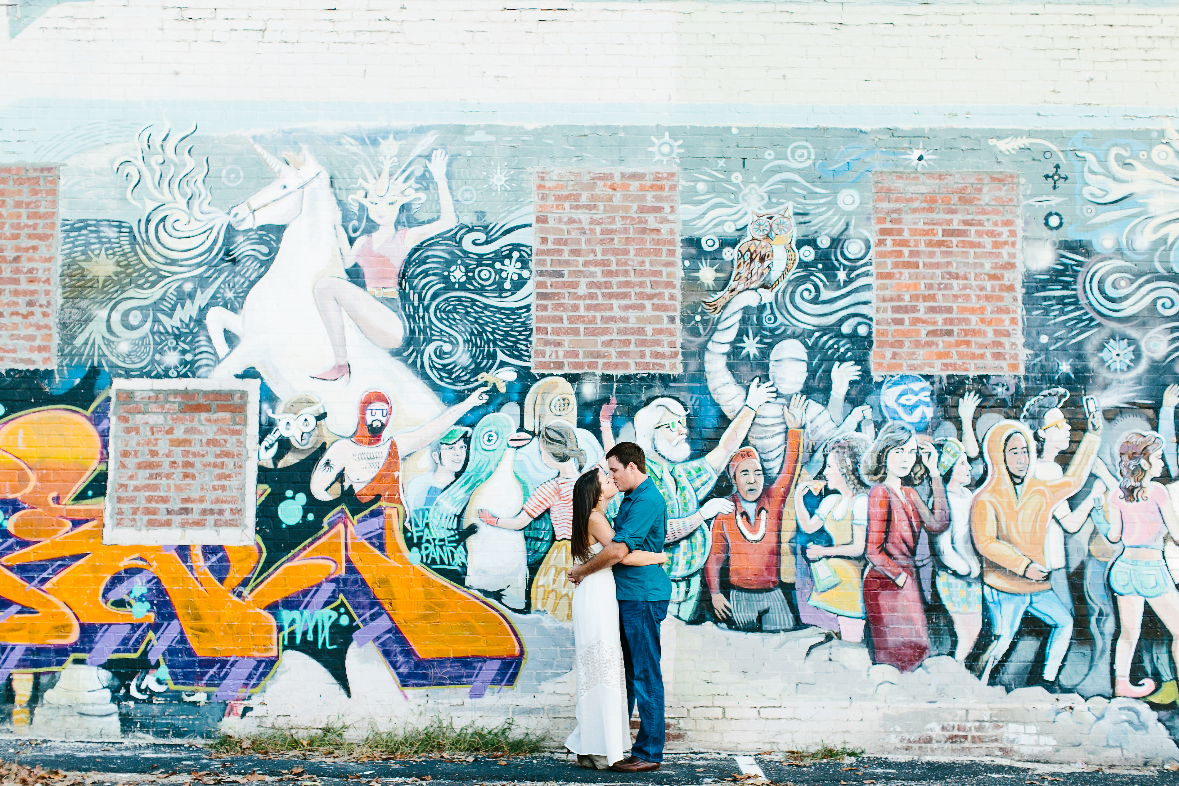 grafitti engagement. urban engagement session. art district engagement session. graffiti engagement photos