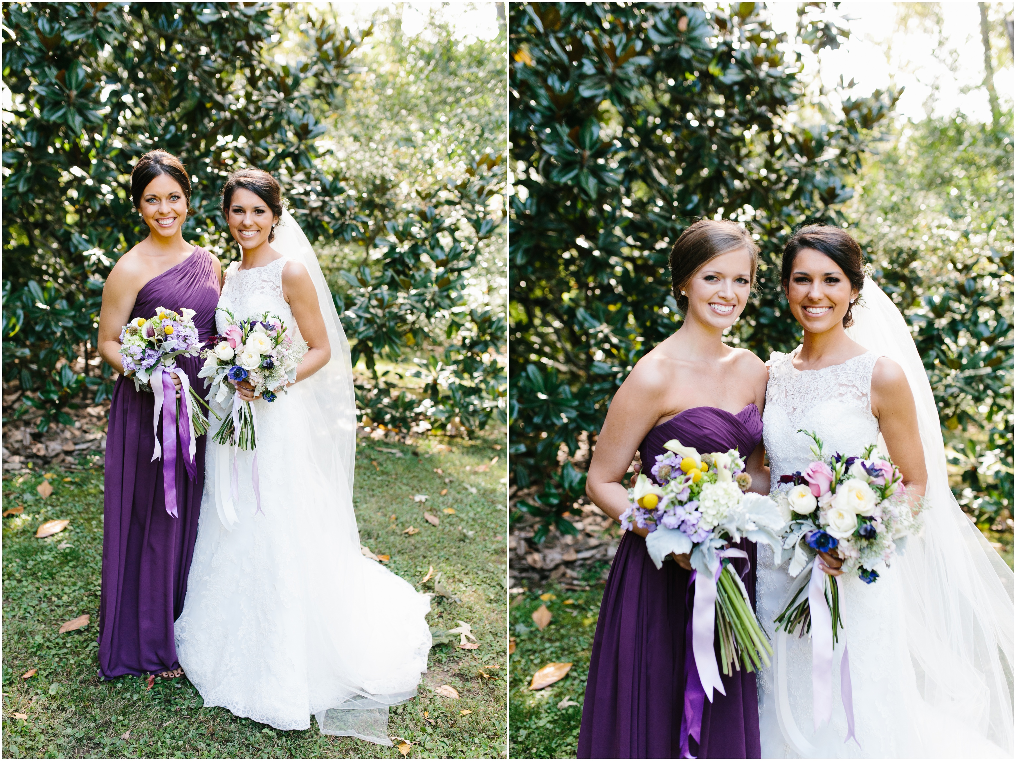 bride with bridesmaids. purple and grey wedding. deep purple wedding