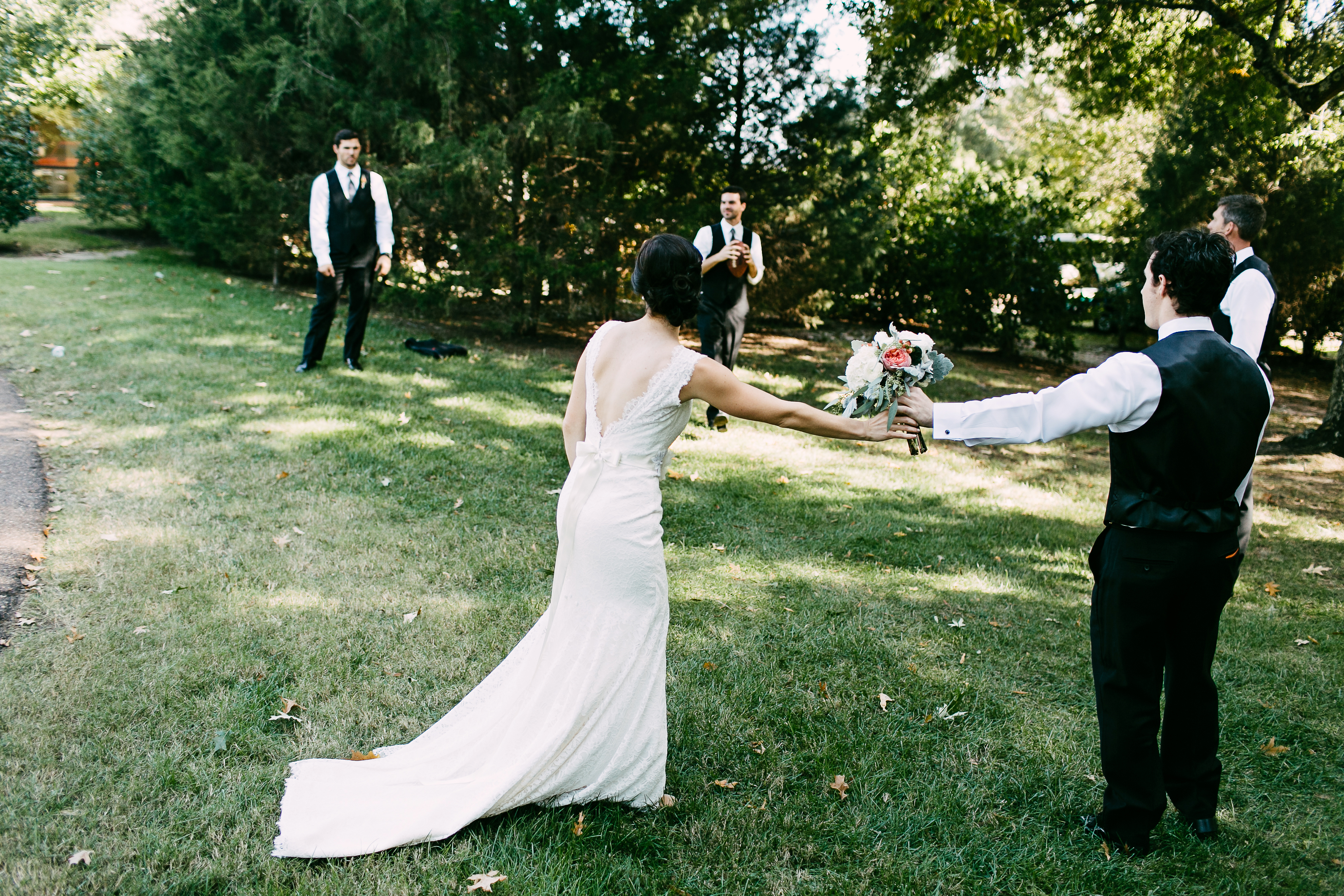 Gotta love a bride who wants to play ball on her wedding day.