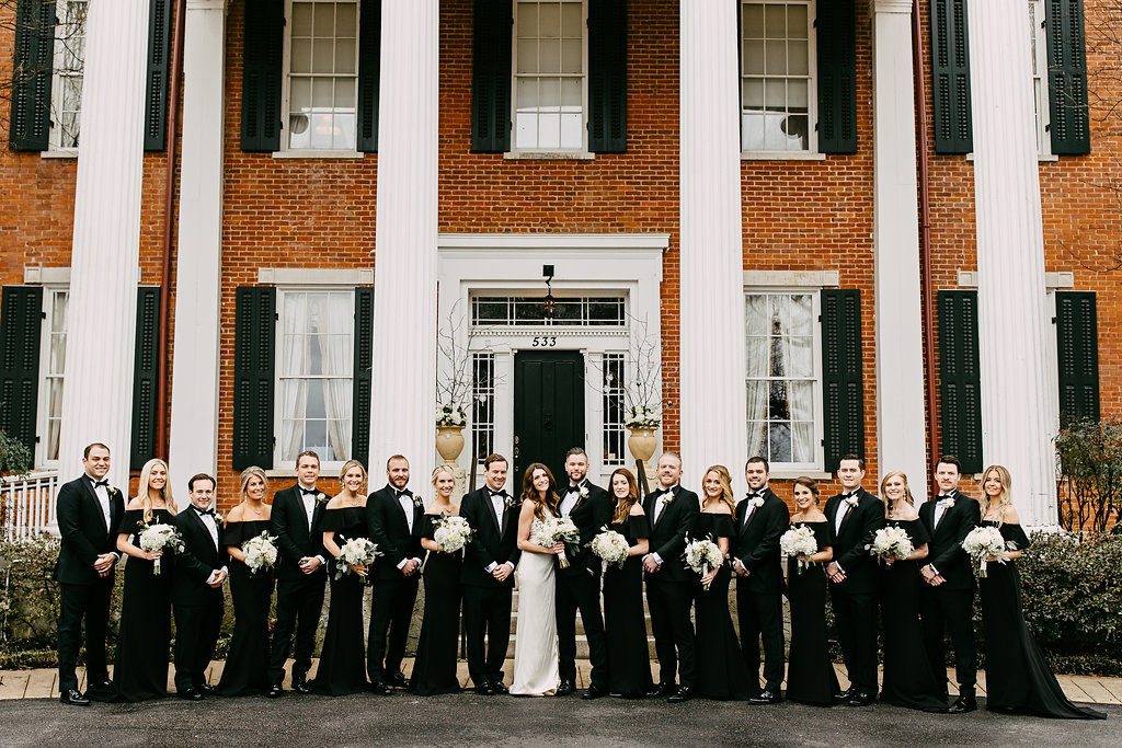 black-and-white-bridal-party