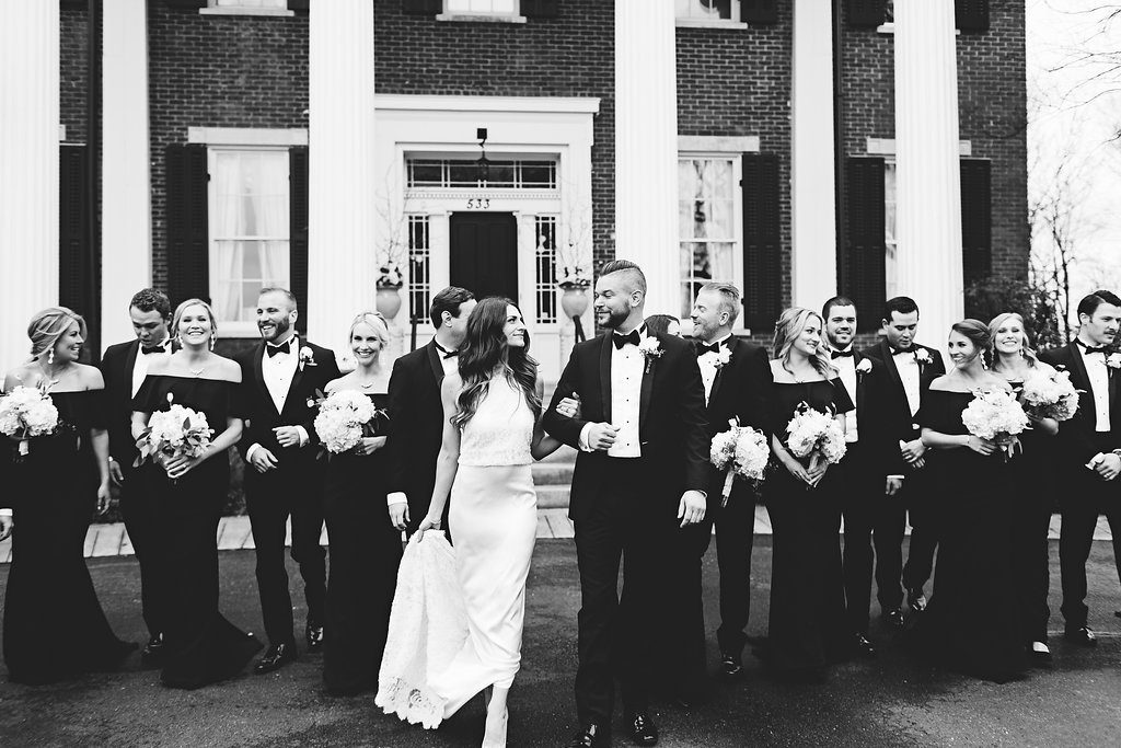 black-and-white-bridal-party