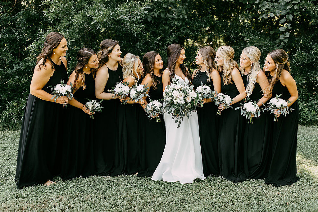 bridesmaids-in-black-dresses